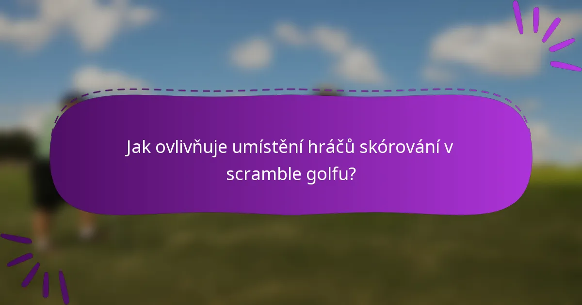 Jak ovlivňuje umístění hráčů skórování v scramble golfu?