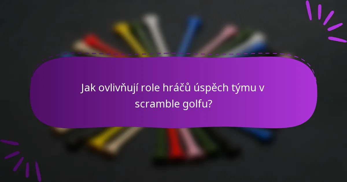 Jak ovlivňují role hráčů úspěch týmu v scramble golfu?