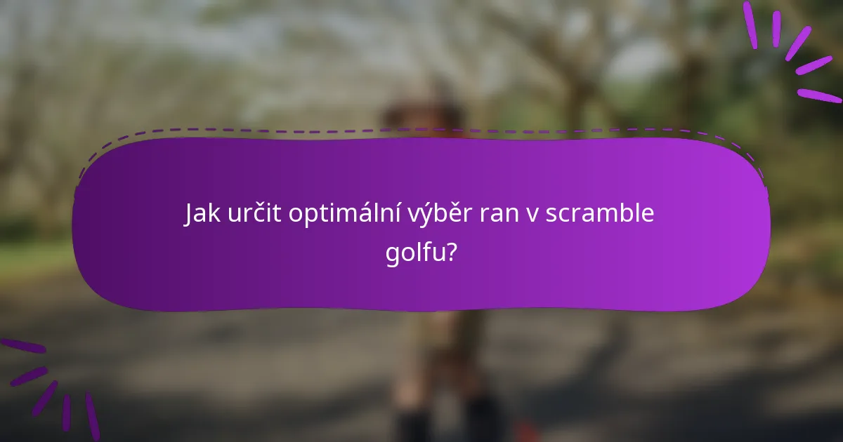 Jak určit optimální výběr ran v scramble golfu?