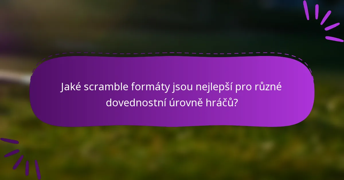 Jaké scramble formáty jsou nejlepší pro různé dovednostní úrovně hráčů?