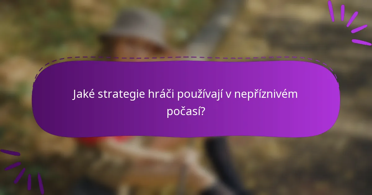 Jaké strategie hráči používají v nepříznivém počasí?
